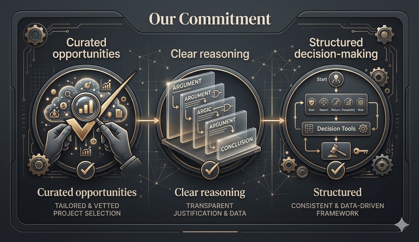 Our Commitment - Curated opportunities, Clear reasoning, Structured decision-making